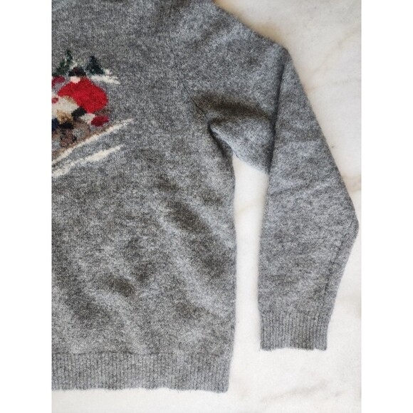 Vintage Womens Rare Lauren Ralph Lauren Lambswool Grey Med P Sled Scene Sweater - Picture 11 of 16